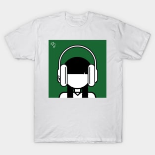 Minimal Gothic Girl Wearing Headphones T-Shirt